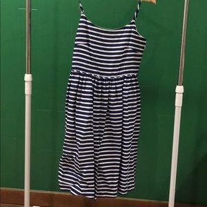 Blue and white striped dress